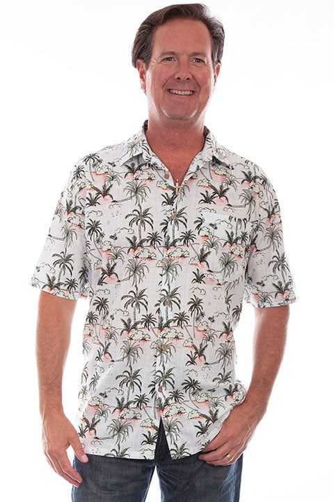 Scully Men's Farthest Point Hawaiian Print White Front