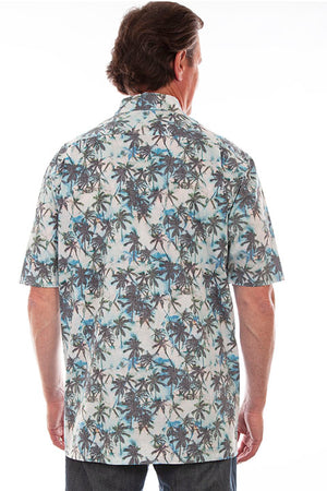 Scully Men's Farthest Point Hawaiian Print Turquoise Back