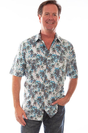 Scully Men's Farthest Point Hawaiian Print Turquoise Front