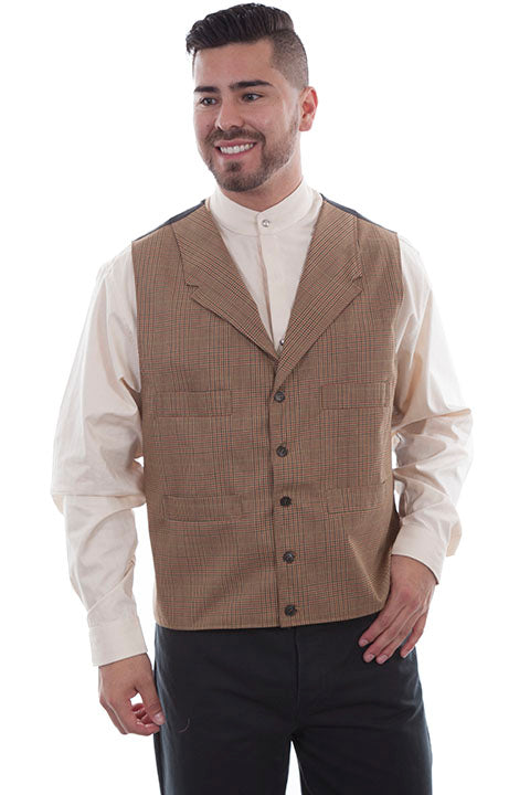 Men's Western Vest Collection: Wahmaker Classic Tan Plaid