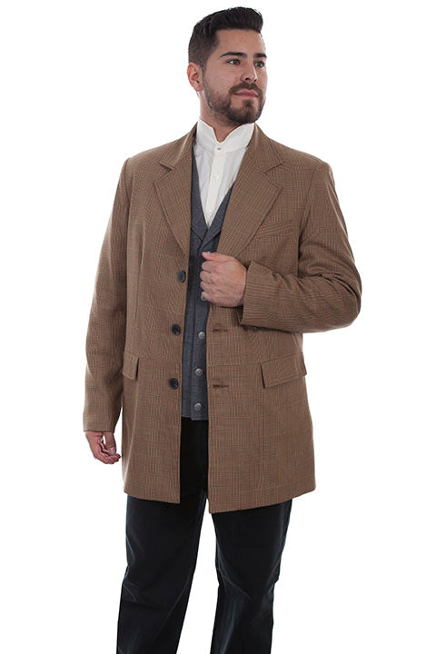 Men's Scully Old West Wahmaker Town Coat Tan Plaid Front