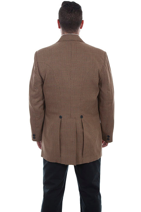 Men's Scully Old West Wahmaker Town Coat Tan Plaid Back