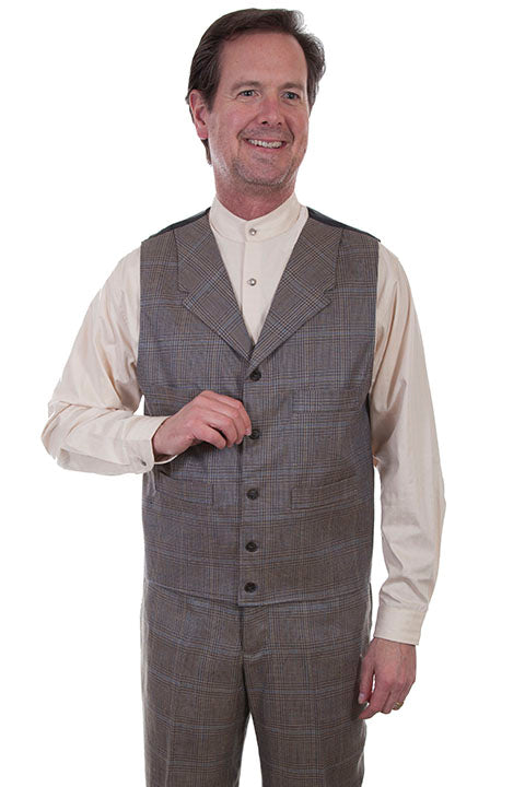 Scully Men's Wahmaker Classic Executive Plaid Vest Front View