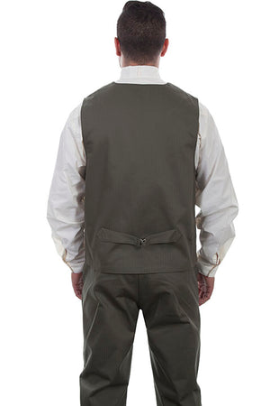Men's Scully Vest Herringbone Army Color Back