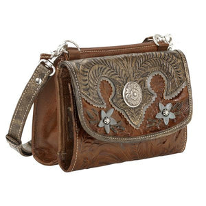 American West Handbag, Desert Wildflower Western Crossbody and Wallet Light Brown Front