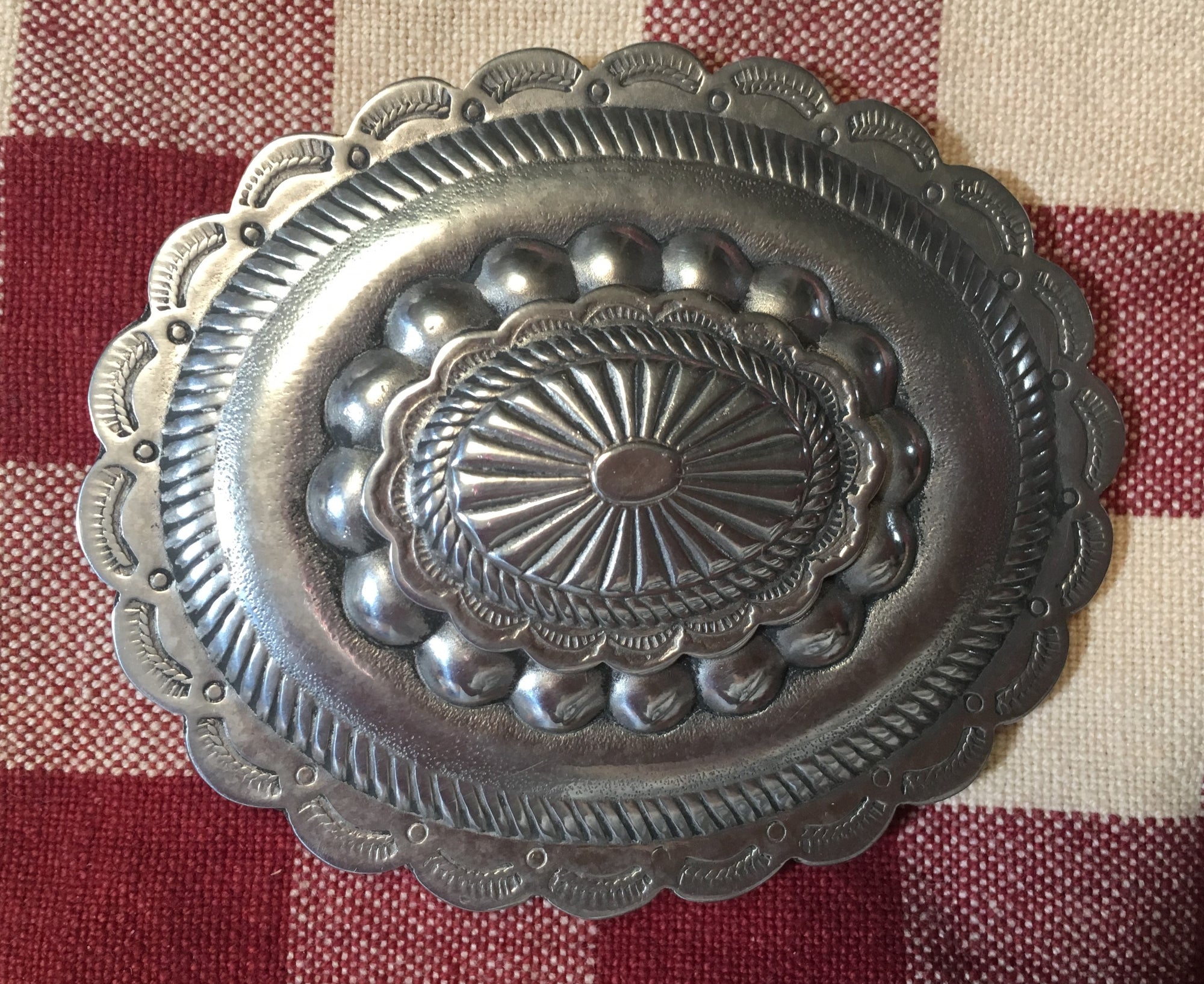 Oval Concho Pewter Buckle
