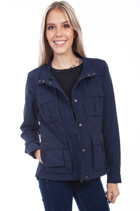 Farthest Point Collection Multi Pocket Ladies' Jacket Midnight Front #6261