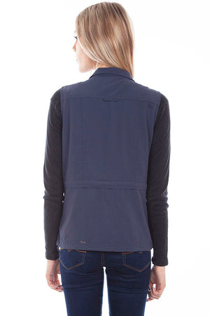 Farthest Point Collection Multi Pocket Ladies' Vest Indigo Blue Back #6262