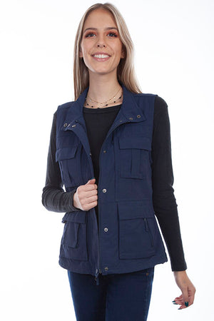 Farthest Point Collection Multi Pocket Ladies' Vest Ink Navy Front #6262