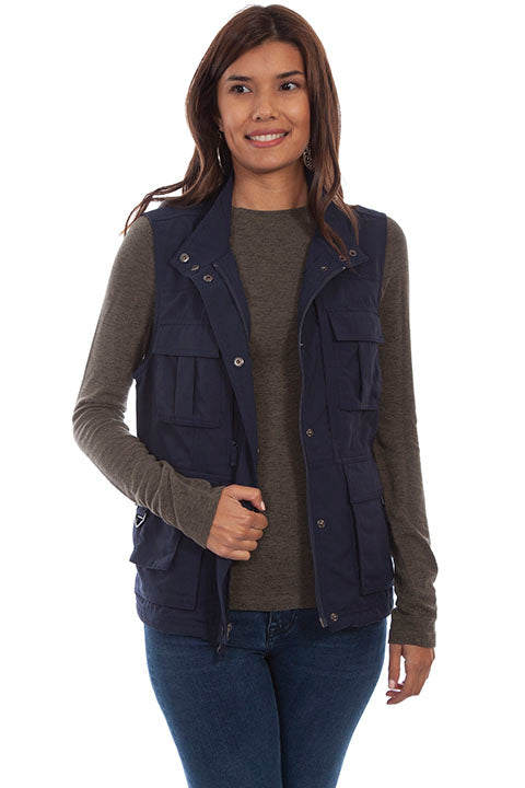 Farthest Point Collection Multi Pocket Ladies' Vest Midnight Front #6262