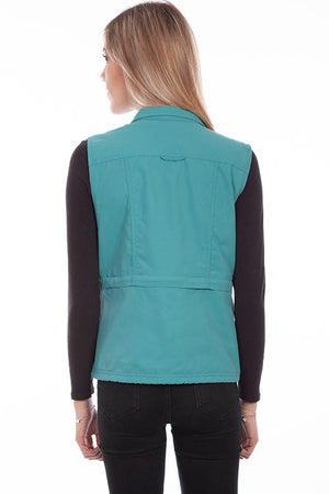 Farthest Point Collection Multi Pocket Ladies' Vest Teal Back #6262