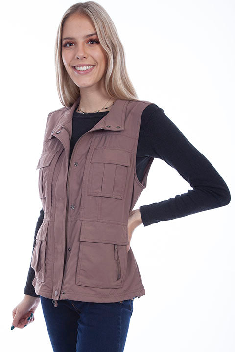 Farthest Point Collection Multi Pocket Ladies' Vest Toffee Front #6262