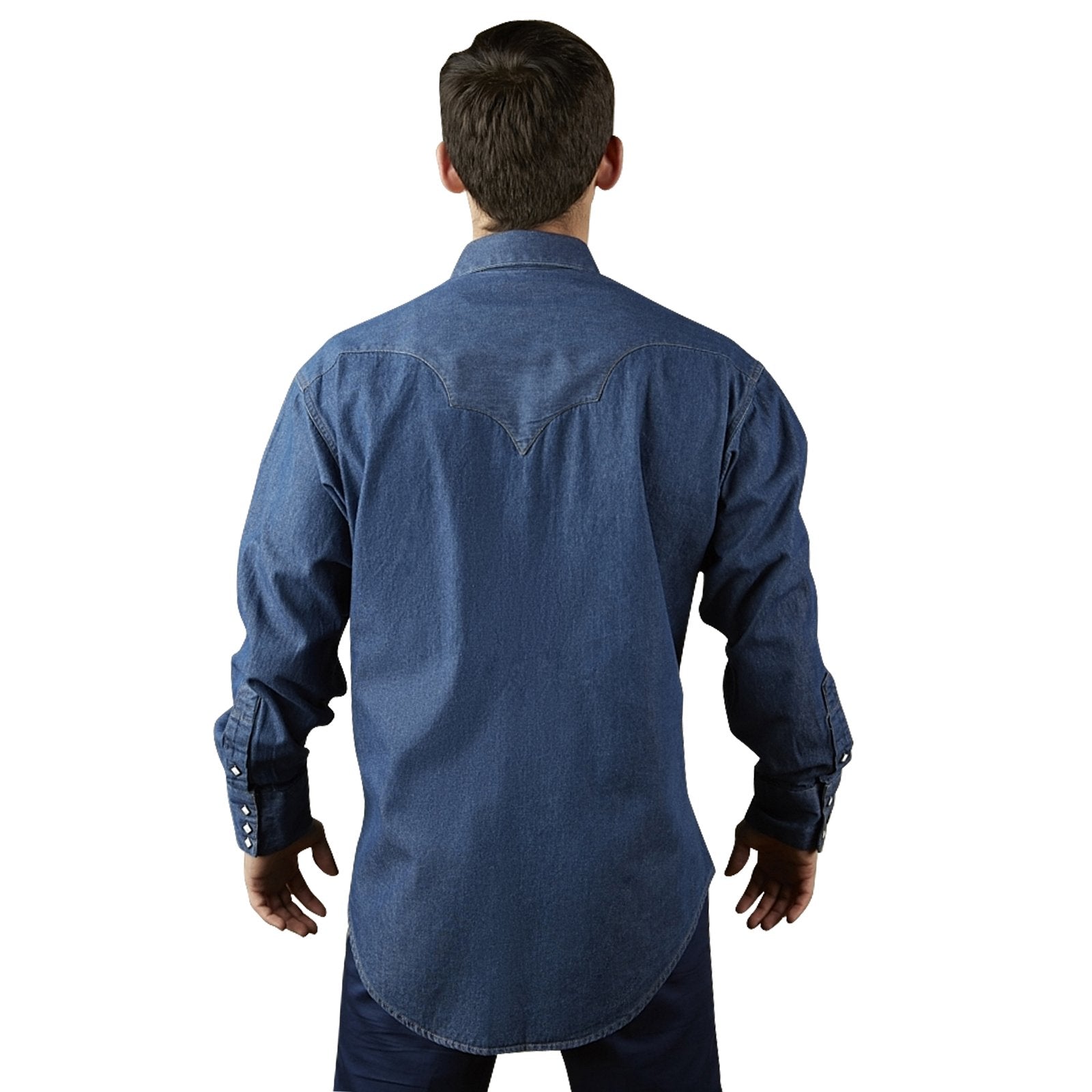 Rockmount Ranch Wear Men's Denim Longmire Shirt Untucked Back