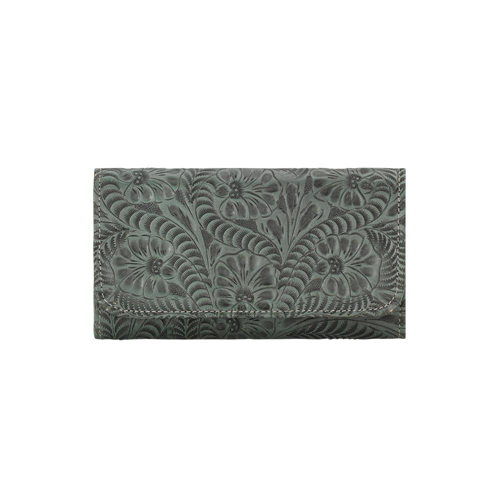 American West Santa Barbara Tri-Fold Wallet Front Turquoise