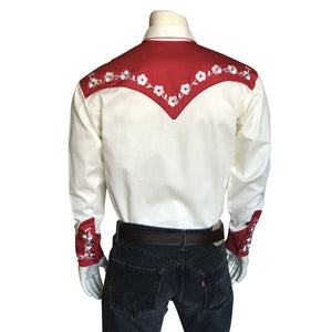 Vintage Inspired Western Shirt Men's Rockmount Ranch Wear Elvis Loving You Back Red