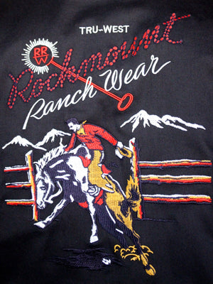 Rockmount Ranch Wear Mens Vintage Western Shirt Rockmount Bronc Logo Black Detail
