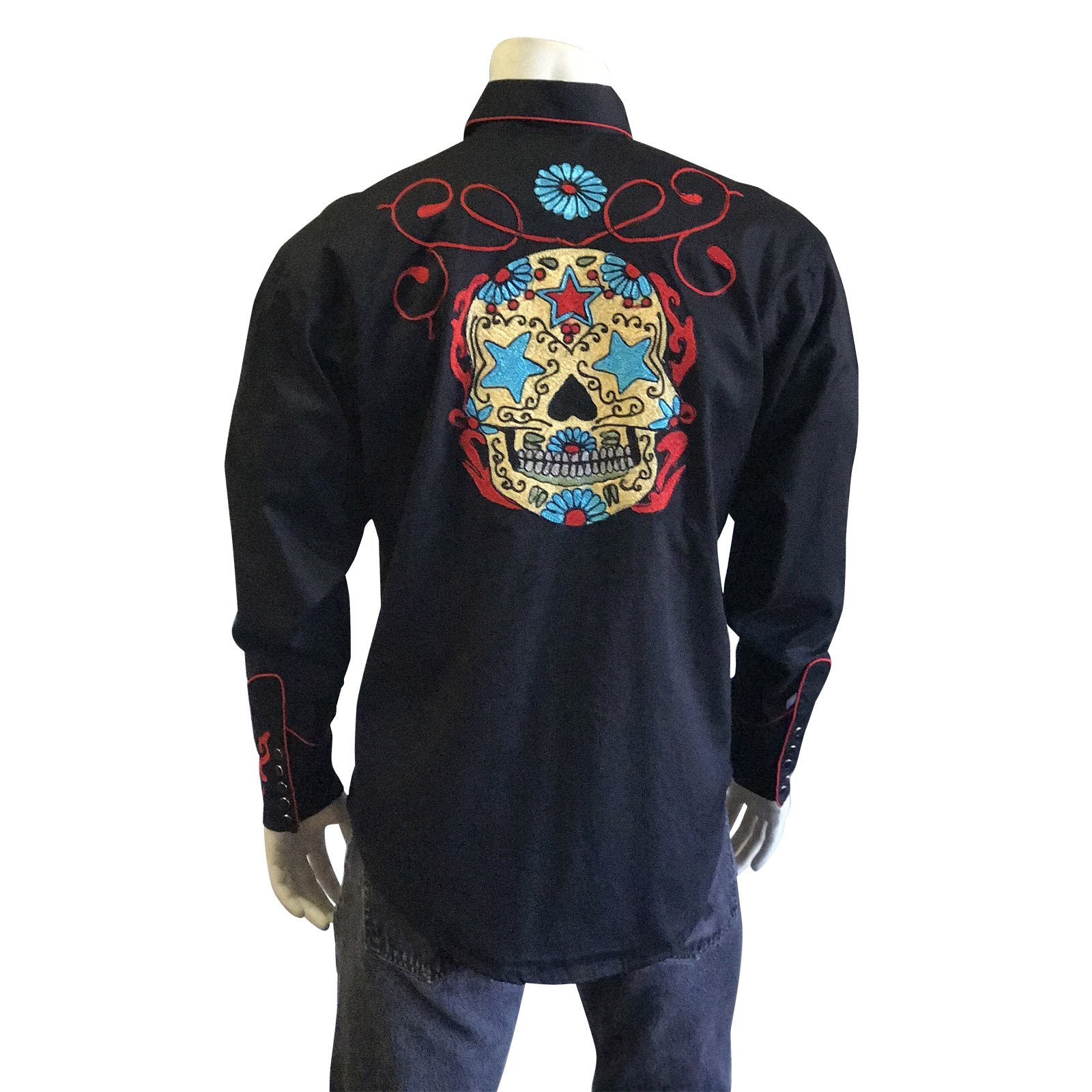 Rockmount Ranch Wear Men's Western Shirt Sugar Skull Back Untucked