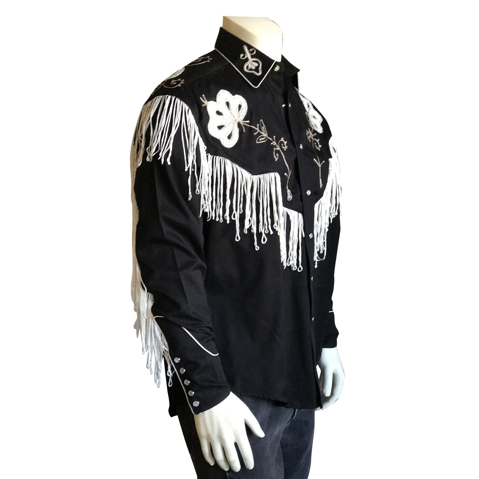 Vintage Inspired Western Shirt Men's Rockmount Fringe Black S-2XL