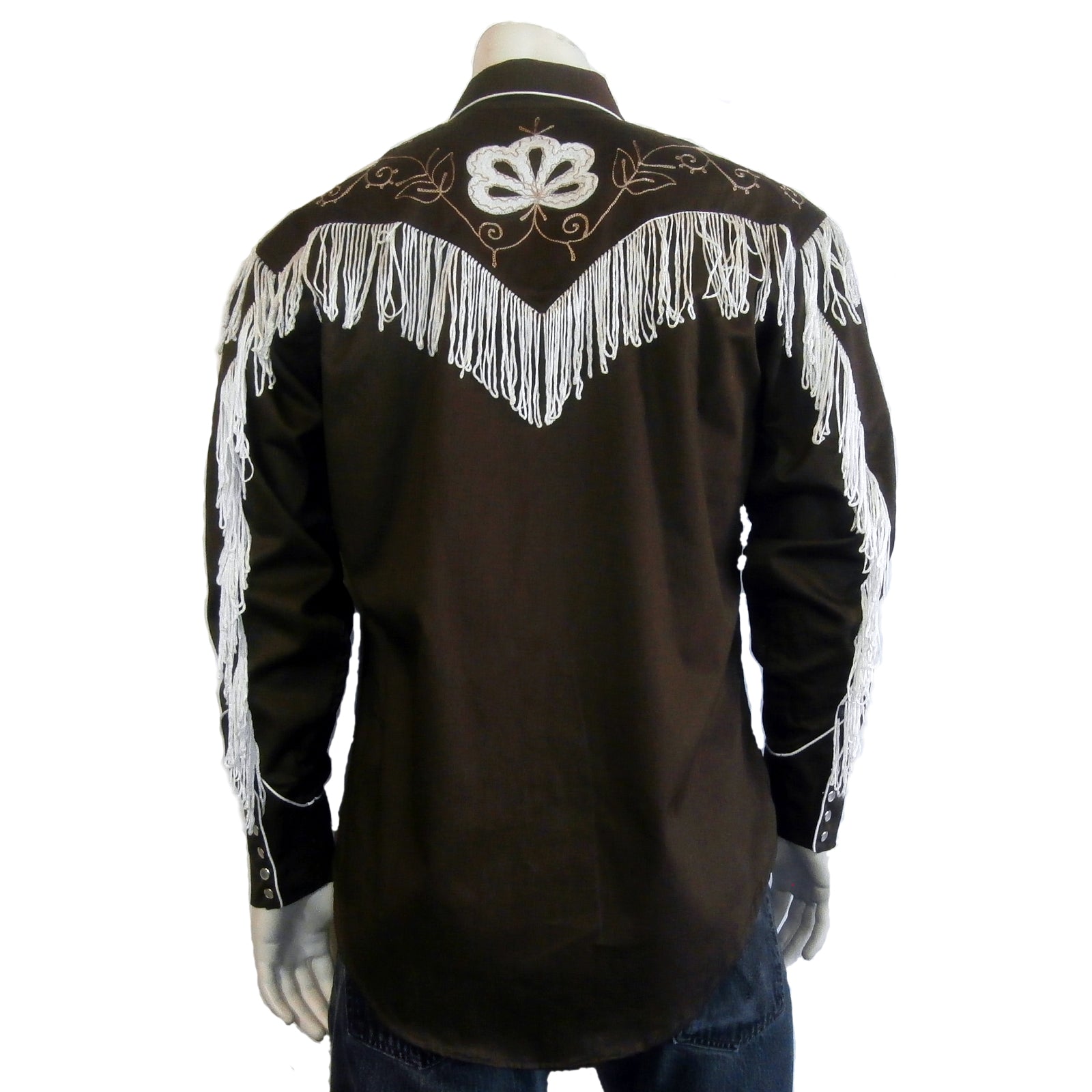 Rockmount Ranch Wear Men's Fringe Shirt Brown Back