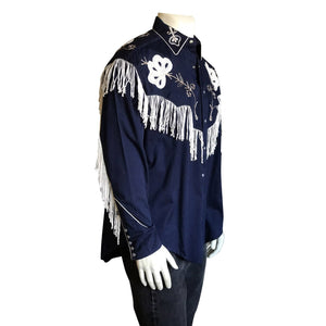 Rockmount Ranch Wear Men's Western Shirt Fringe Navy Side