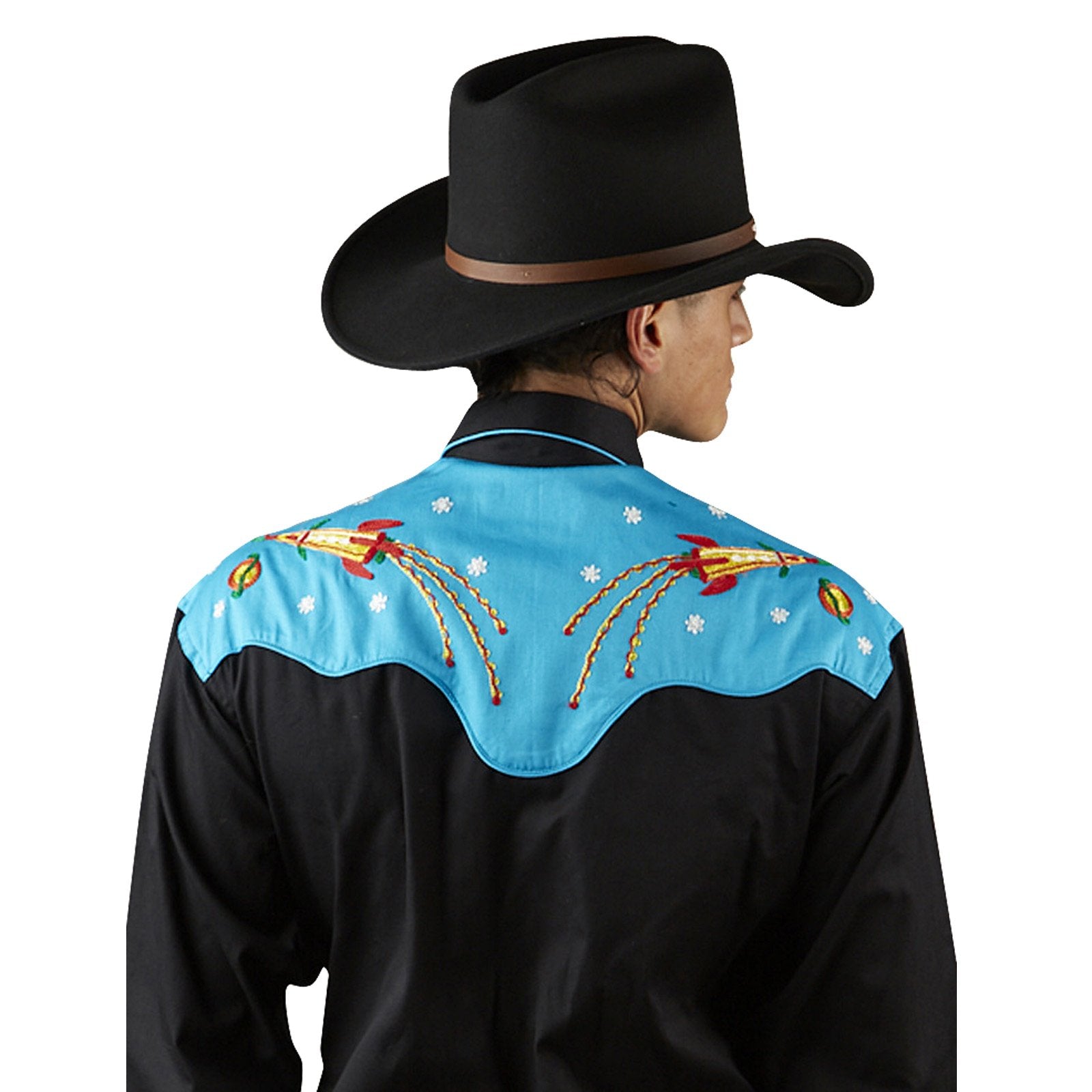 Vintage Inspired Western Shirt Mens Rockmount Ranch Wear Atomic Cowboy Front