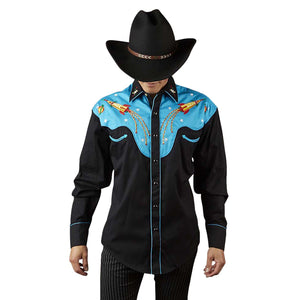 Vintage Inspired Western Shirt Mens Rockmount Ranch Wear Atomic Cowboy Front