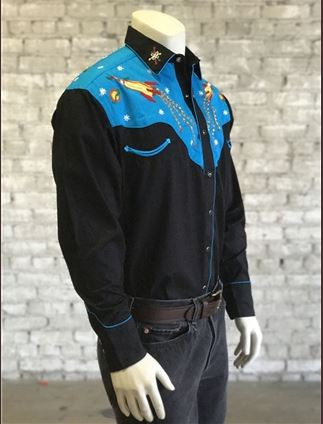 Vintage Inspired Western Shirt Mens Rockmount Ranch Wear Atomic Cowboy Side