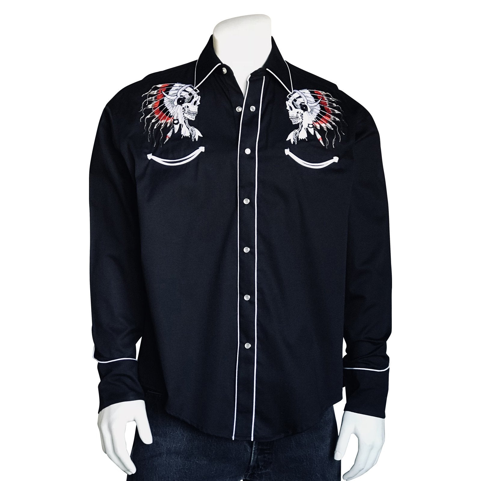 Rockmount Ranch Wear Men's Vintage Embroidery Chief Skull Front