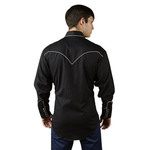 Rockmount Ranch Wear Men''s Retro Shirt with Piping Black Back Tucked