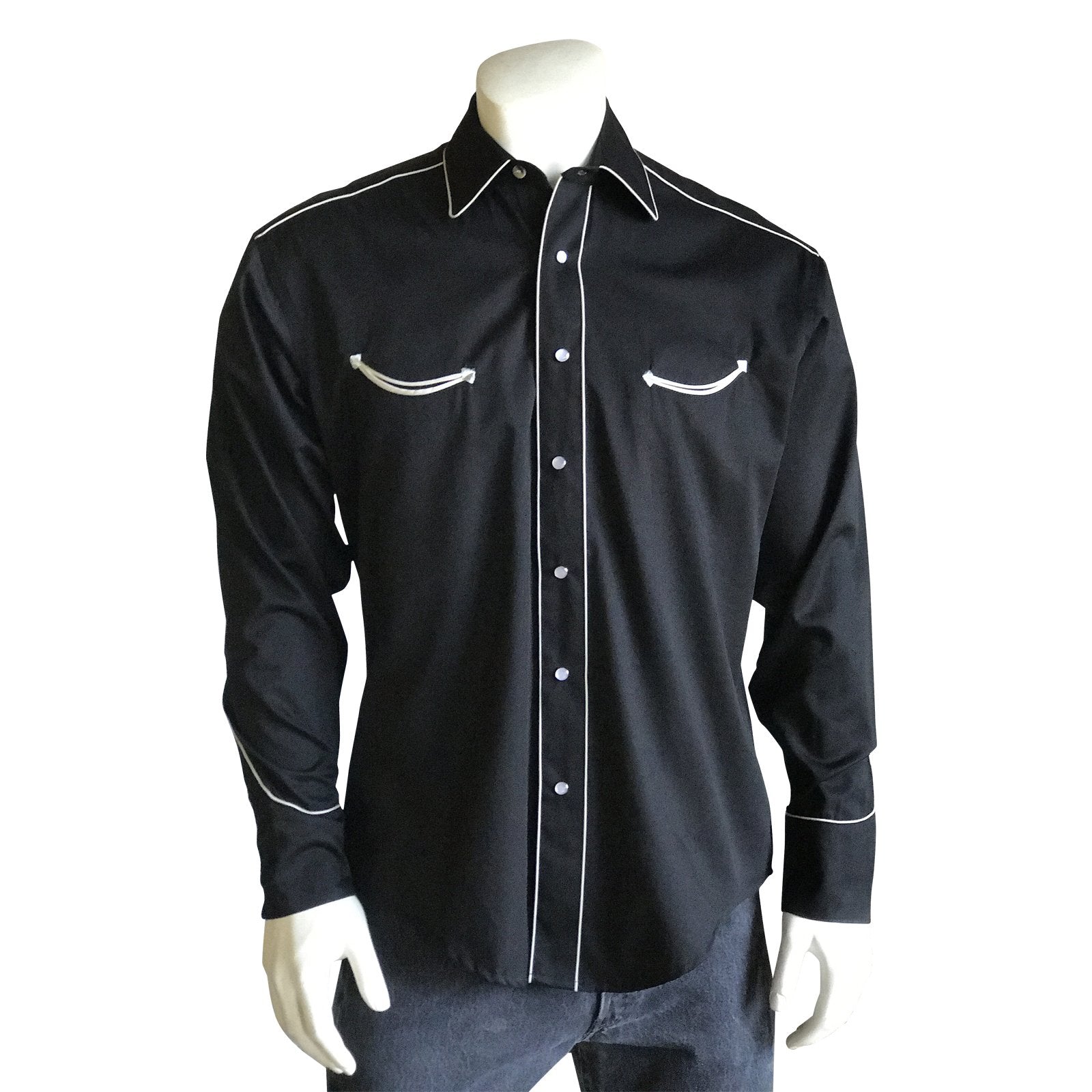 Rockmount Ranch Wear Men's Retro Shirt with Piping Black 