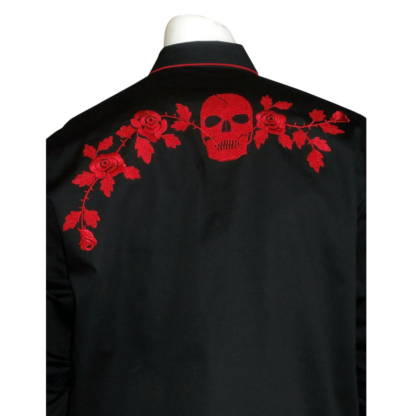 Rockmount Ranch Wear Men's Skull and Roses Red Front #176806