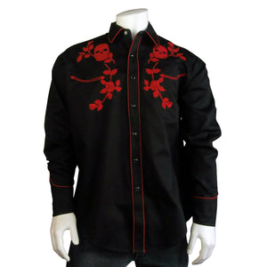 Rockmount Ranch Wear Men's Skull and Roses Red Front #176806