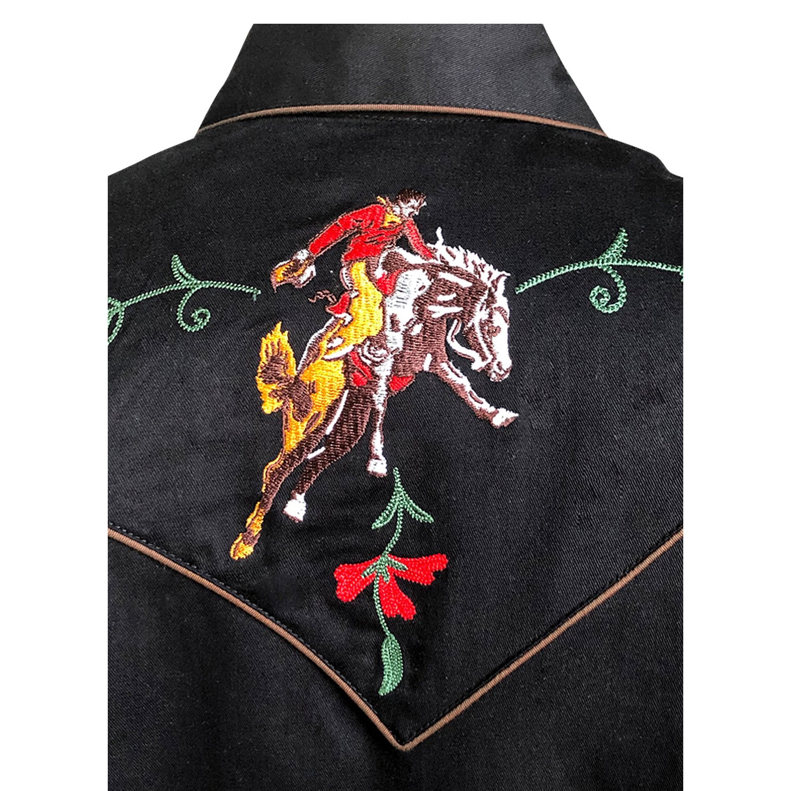 Rockmount Ranch Wear Men's Embroidery Bucking Bronc Black Back #176840B