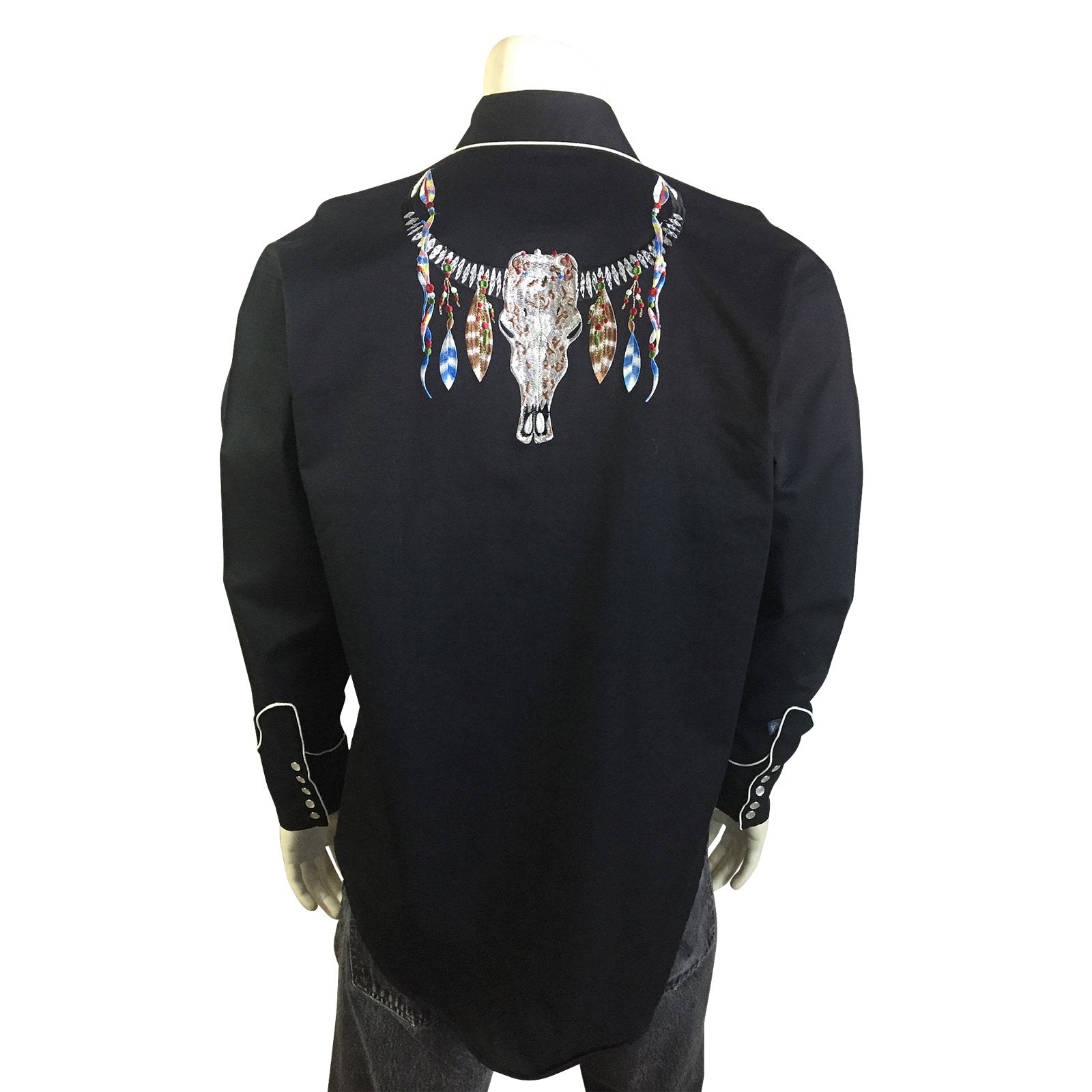 Rockmount Ranch Wear Men's Steer Skull Front Black #176841