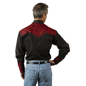 Vintage Inspired Western Shirt Men's Rockmount Ranch Wear Tooling Red Model Back