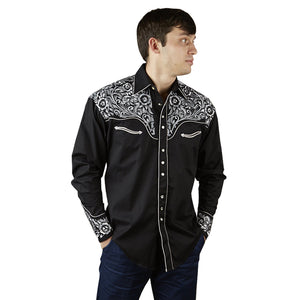 Vintage Inspired Western Shirt Men's Rockmount Ranch Wear Tooling Silver Side