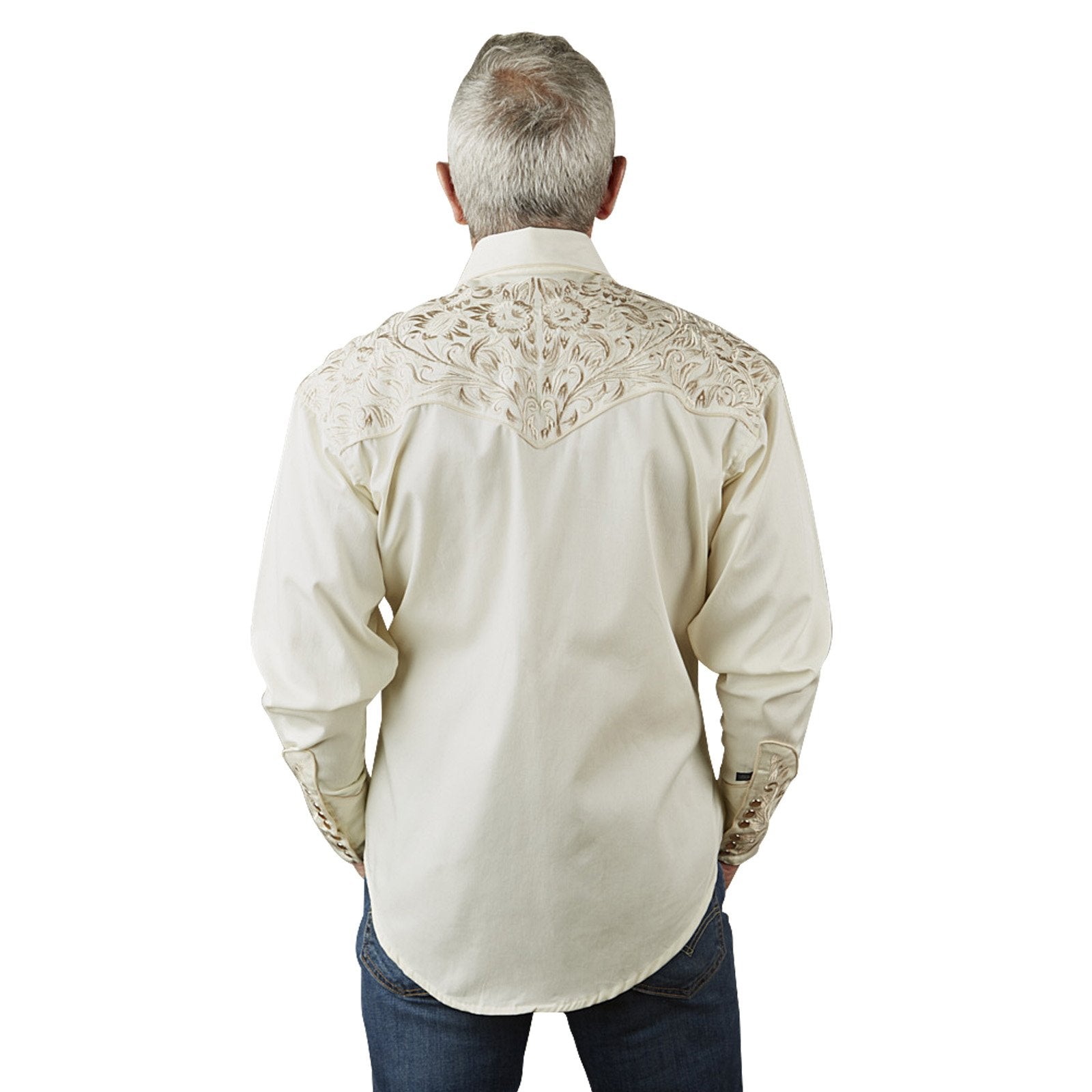 Vintage Inspired Western Shirt Men's Rockmount Ranch Wear Tooling Tan Back
