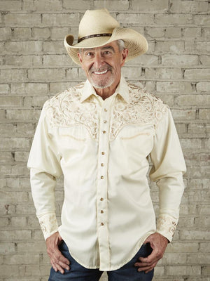 Rockmount Ranch Wear Men's Tone on Tone Embroidery Ivory Front #176859
