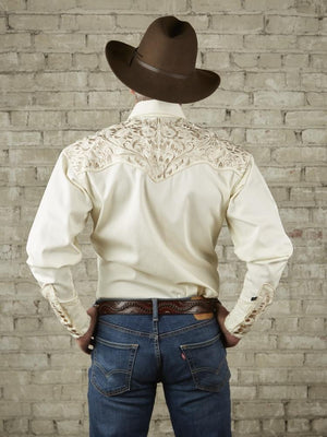 Rockmount Ranch Wear Men's Tone on Tone Embroidery Ivory Back #176859