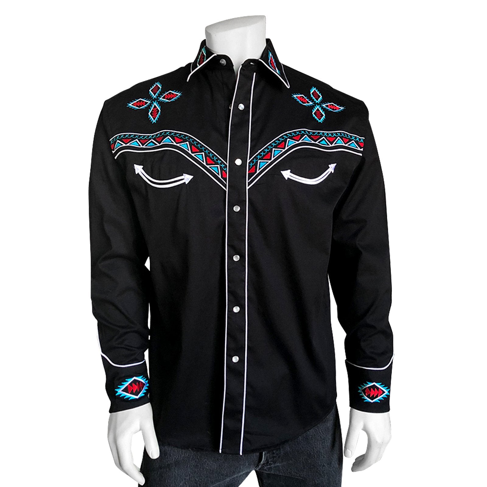 Rockmount Ranch Wear Men's Embroidered Shirt Native Inspired #176860 Back