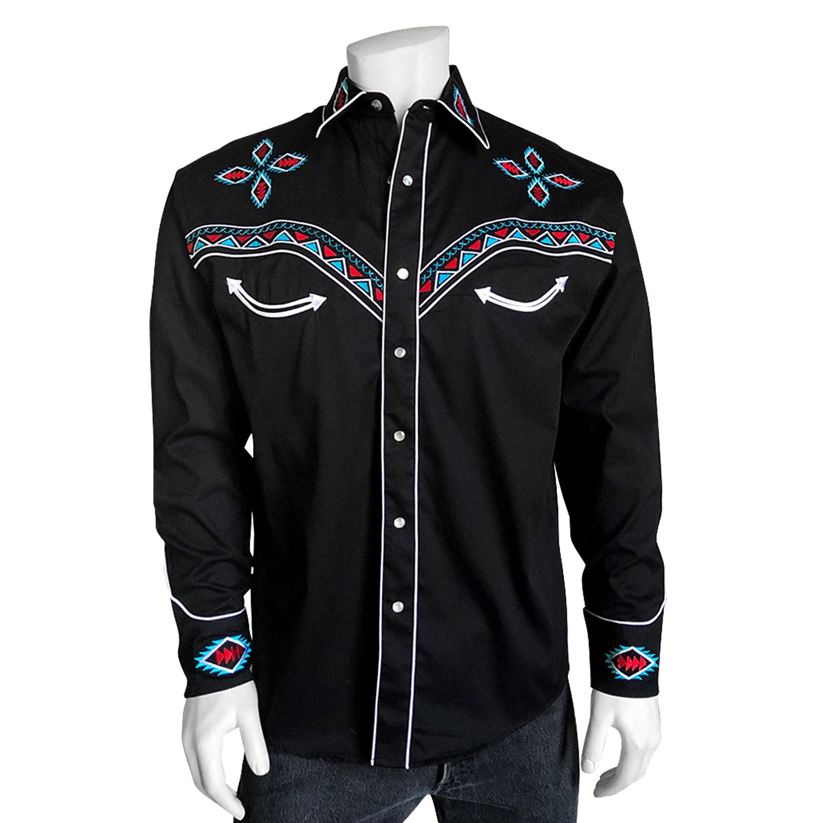 Rockmount Ranch Wear Men's Embroidered Shirt Native Inspired #176860 Front