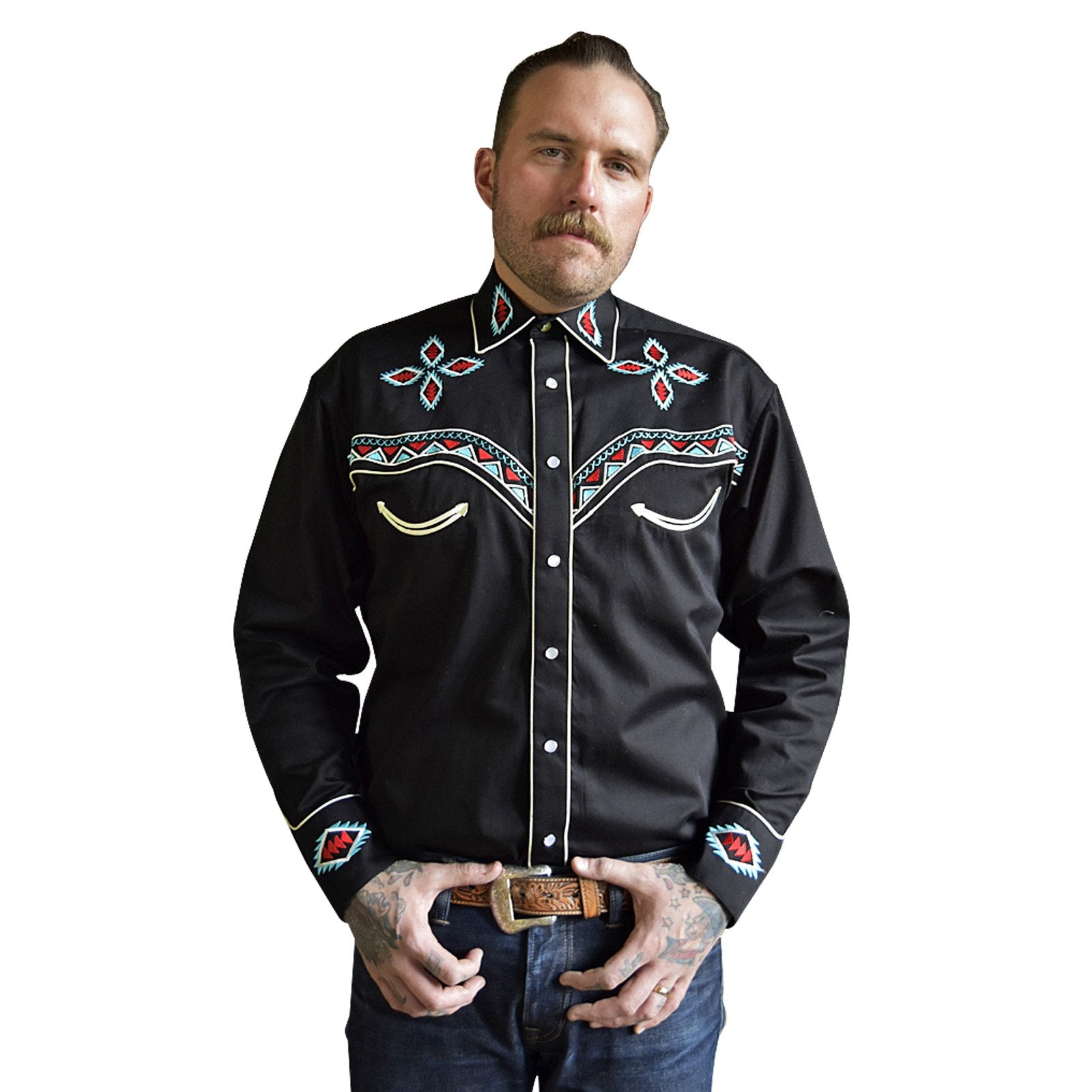 Rockmount Ranch Wear Men's Embroidered Shirt Native Inspired #176860 Front