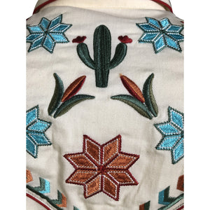Rockmount Ranch Wear Men's Agave Cactus Floral Embroidery Ivory Detail