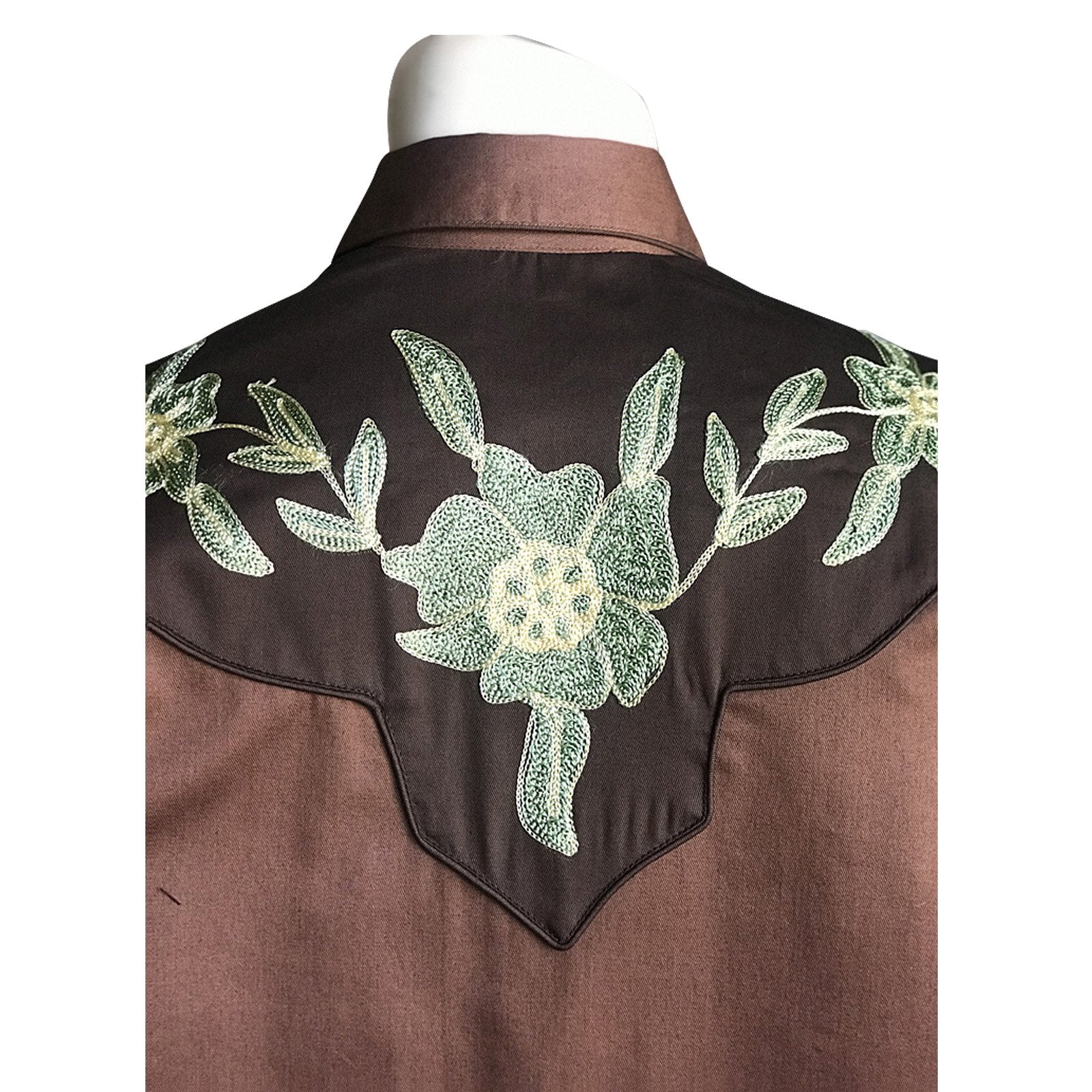 Rockmount Ranch Wear Men's Vintage Western Shirt Floral Brown and Gold Back