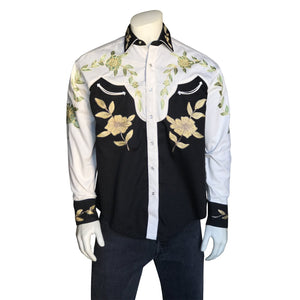 Vintage Inspired Western Shirt Men's Rockmount Ranch Wear 2 Tone Embroidery Front on Model