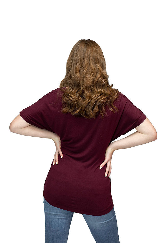 Liberty Wear Ladies' Dreamcatcher Heart Top Burgundy Front