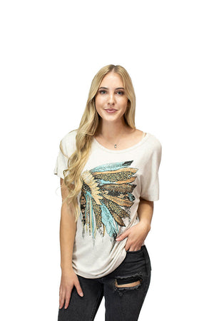 Liberty Wear Ladies' Top Vibrant Headdress Front Oat