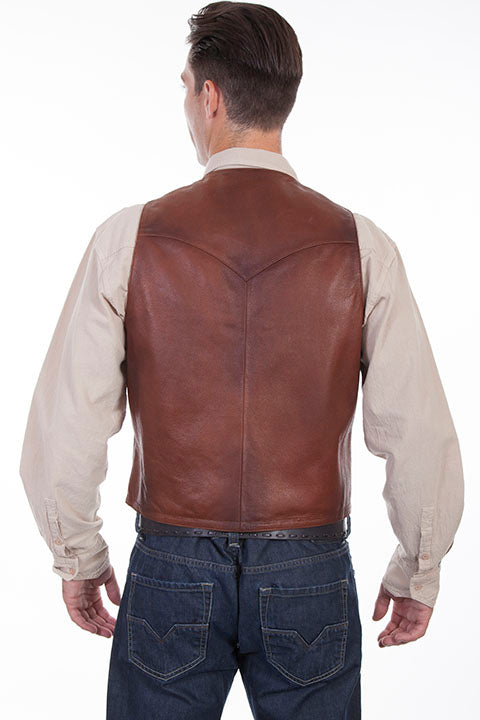 Scully Men's Two Tone Leather Vest Brown Back