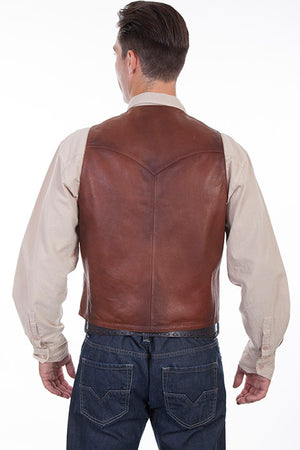 Scully Men's Two Tone Leather Vest Brown Back