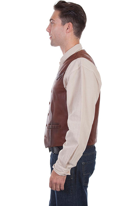 Scully Men's Two Tone Leather Vest Brown Side
